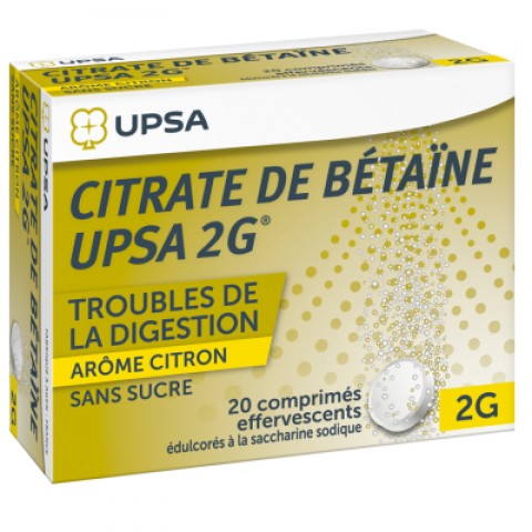 UPSA CITRATE DE BÉTAÏNE 2G 20 COMPRIMIDOS EFERVESCENTES LIMON